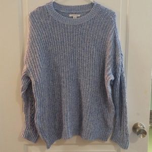 American Eagle Light Blue & White Marled Dolman Sleeve Oversized Sweater SIZE S